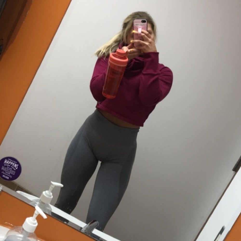 Pink Gymshark crop hoodie